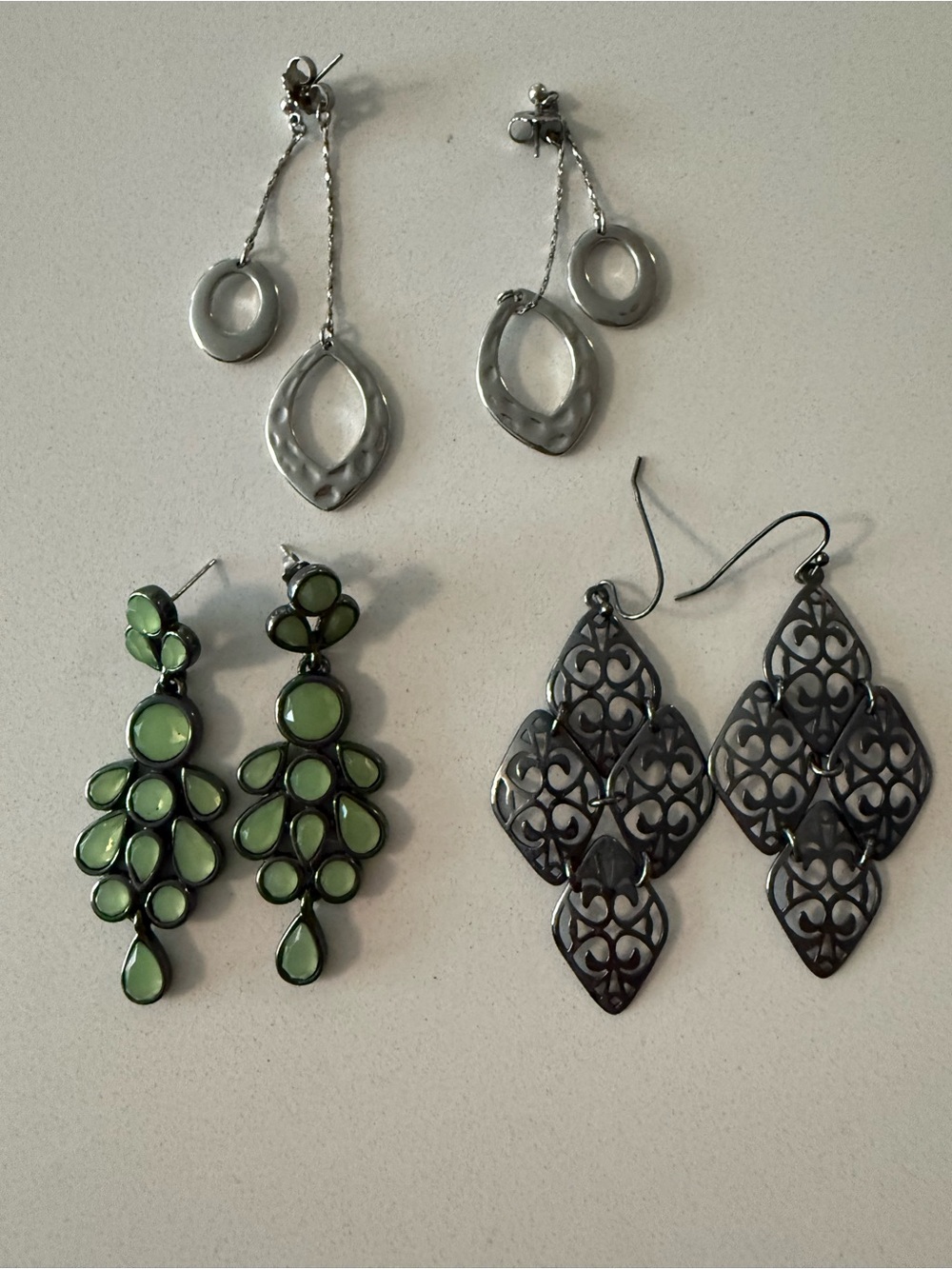 Lia Sophia Green Glass Cluster Dangle Earrings